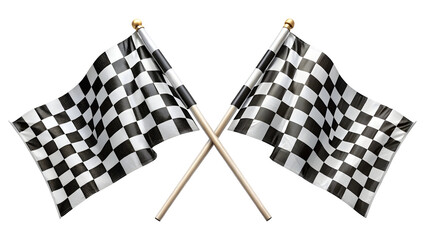 Two Crossed Checkered Racing Flags &ndash; Finish Line Symbol on Pure White Background

