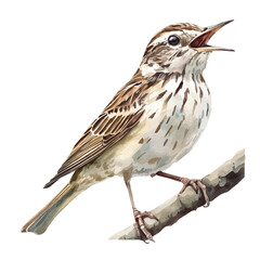 watercolor of Skylark, vector, isolated on a white background.