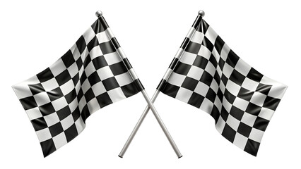 Fototapeta premium Two Crossed Checkered Racing Flags – Finish Line Symbol on Pure White Background