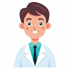 Male medical expert in white lab coat smiling confidently on bright white background