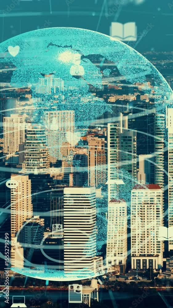 Poster global connection and the internet network modernization in smart city . concept of future 5g wirele
