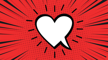 Red comic heart speech background