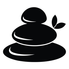 Spa Stones Vector Icon, Zen Balance Symbol, Relaxation Therapy Graphic, Wellness Center Silhouette

