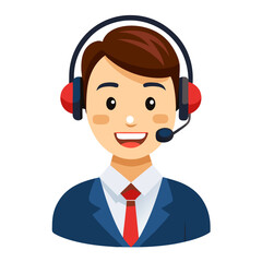 Confident customer service representative wearing headset with cheerful expression on white background