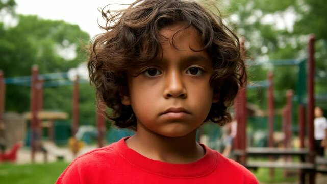 Portrait of a child at a playground.