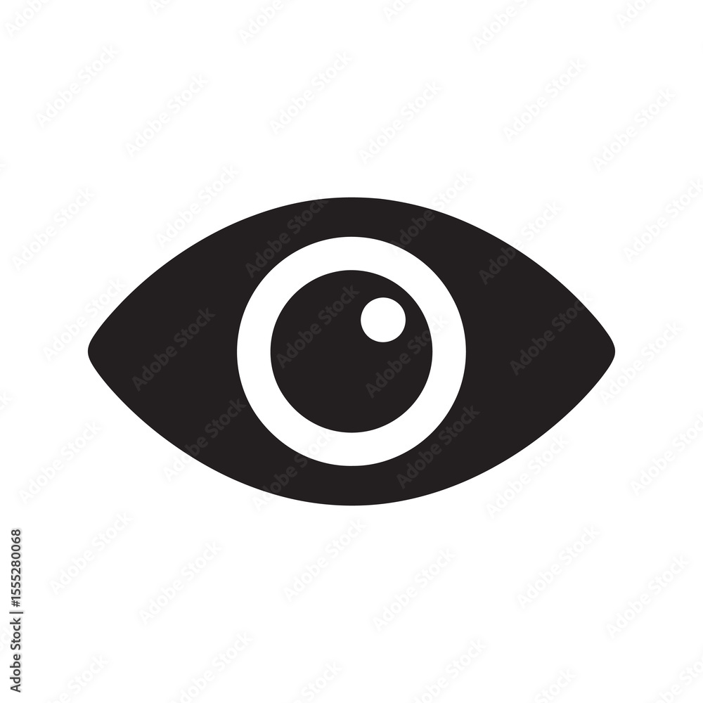 Poster human eye icon representing vision sight observation and monitoring for concepts like security surve