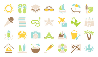 A set of summer themed icons
