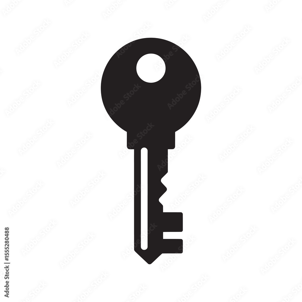 Poster security key icon representing access a solution and an opportunity to unlock a secret for a busines