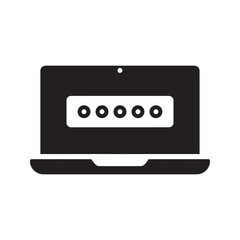 Obraz premium Secure login icon with a laptop computer showing a password entry field for account access and online data protection on a website vector solid glyph icon