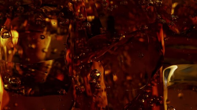 Super Slow Motion Detail Shot of Fizzing Cola Lemonade at 1000fps.