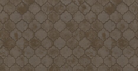 Rustic Brown Arabic Tile Pattern with Aged Weathered Stone Texture