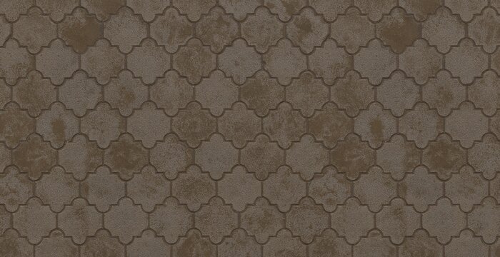 Rustic Brown Arabic Tile Pattern with Aged Weathered Stone Texture