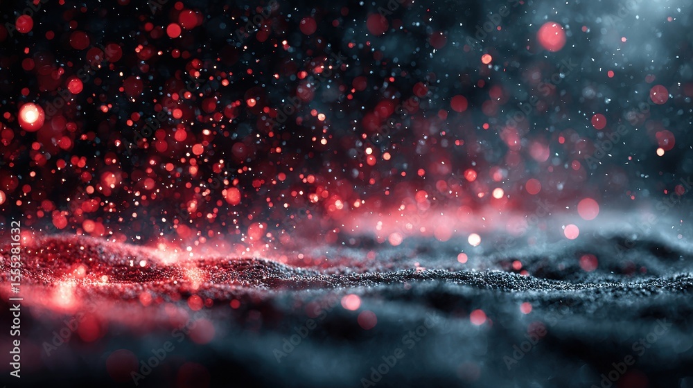 Poster magical shimmering dust on the surface of the ocean creates a beautiful, ethereal glow in the night 