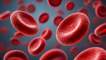 Microscopic View of Red Blood Cells: Detailed 3D Render,  Medical Science, Healthcare Background.