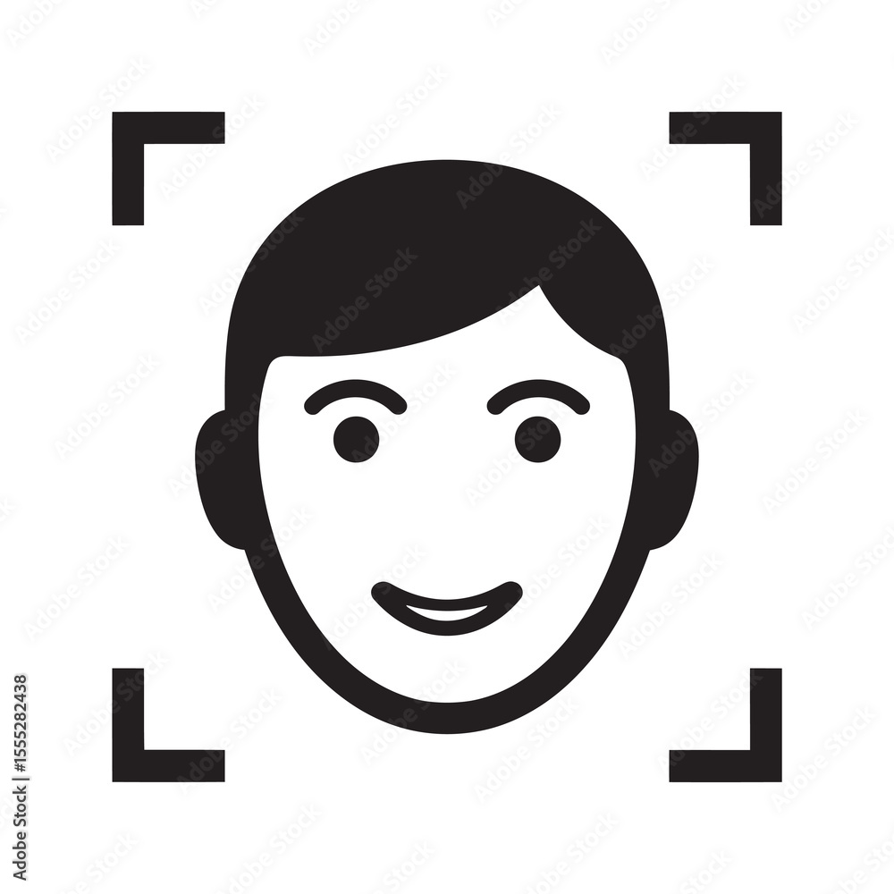 Aufkleber facial recognition icon for biometric identification security system and personal identity verificat