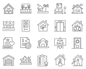 Fototapeta premium Real Estate Icons Set Featuring Summer Themes and Home Elements