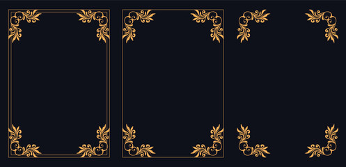 Corner frame, Set of vintage frames, set vintage frame corners design elements. elements. frames, calligraphic, swirls divider, thai pattern