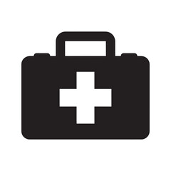 First aid kit icon with a medical cross for emergency supplies healthcare assistance and medical equipment in a portable case vector solid glyph icon