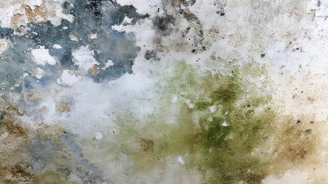 Peeling plaster wall texture with mold and water damage