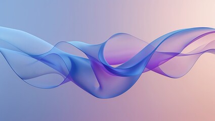 Graceful Abstract Blue and Purple Gradient Waves Intertwining, Creating a Mesmerizing and Ethereal Background for Digital Art, Technology, and Modern Design