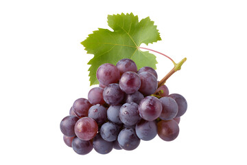 Fototapeta premium Bunch of fresh ripe grapes with leaf, isolated