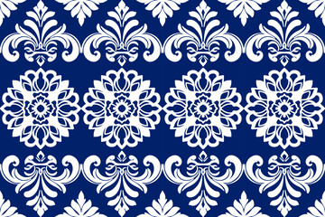 seamless damask pattern, Navajo, Navajo blue, ethnic, geometric, white