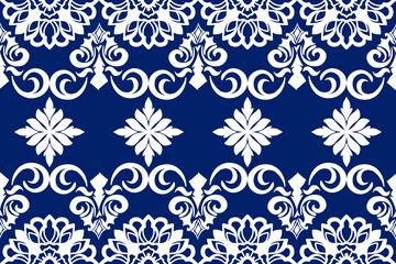 seamless damask pattern, Navajo, Navajo blue, ethnic, geometric, white
