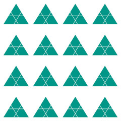 Abstract seamless pattern with interconnected teal (greenish cyan) triangles, creating a modern and minimalist geometric design. Suitable for backgrounds, textiles, packaging, web and design projects.
