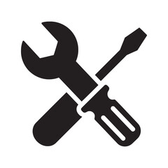 Repair tools icon with wrench and screwdriver for maintenance service and technical support construction and diy project equipment symbol vector solid glyph icon