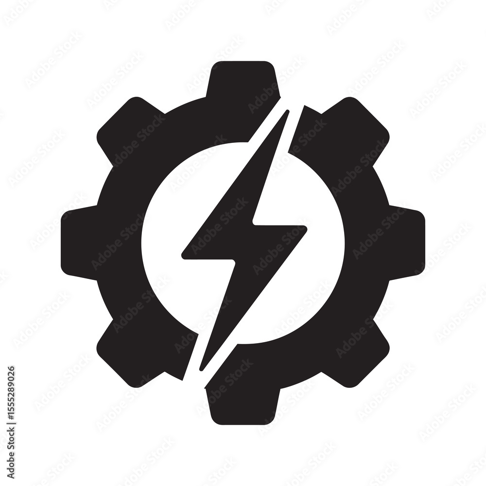 Poster efficiency icon with gear and lightning bolt a symbol for power energy and fast processing a boost i