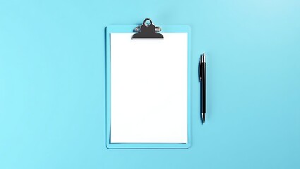 Blank Paper on a Blue Clipboard Mockup