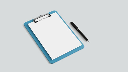Blank Paper on a Dark Blue Clipboard Mockup