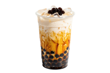 brown sugar tiger milk tea with boba tapioca pearls