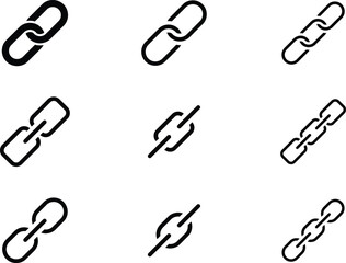 Flat Minimal Vector Illustration of Chain Link Icons Set for Web Connection, Security, and Network Presentation Templates