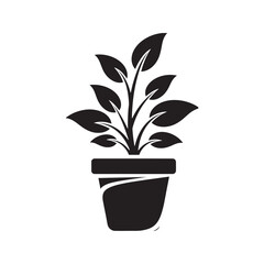 Potted plant icon representing natural growth and gardening for a fresh home decoration a symbol of new life and environmental conservation vector solid glyph icon
