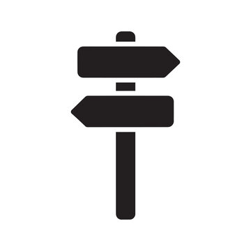 Naklejki Directional signpost icon with two arrows pointing in opposite ways for a choice between different paths or a strategic business decision vector solid glyph icon