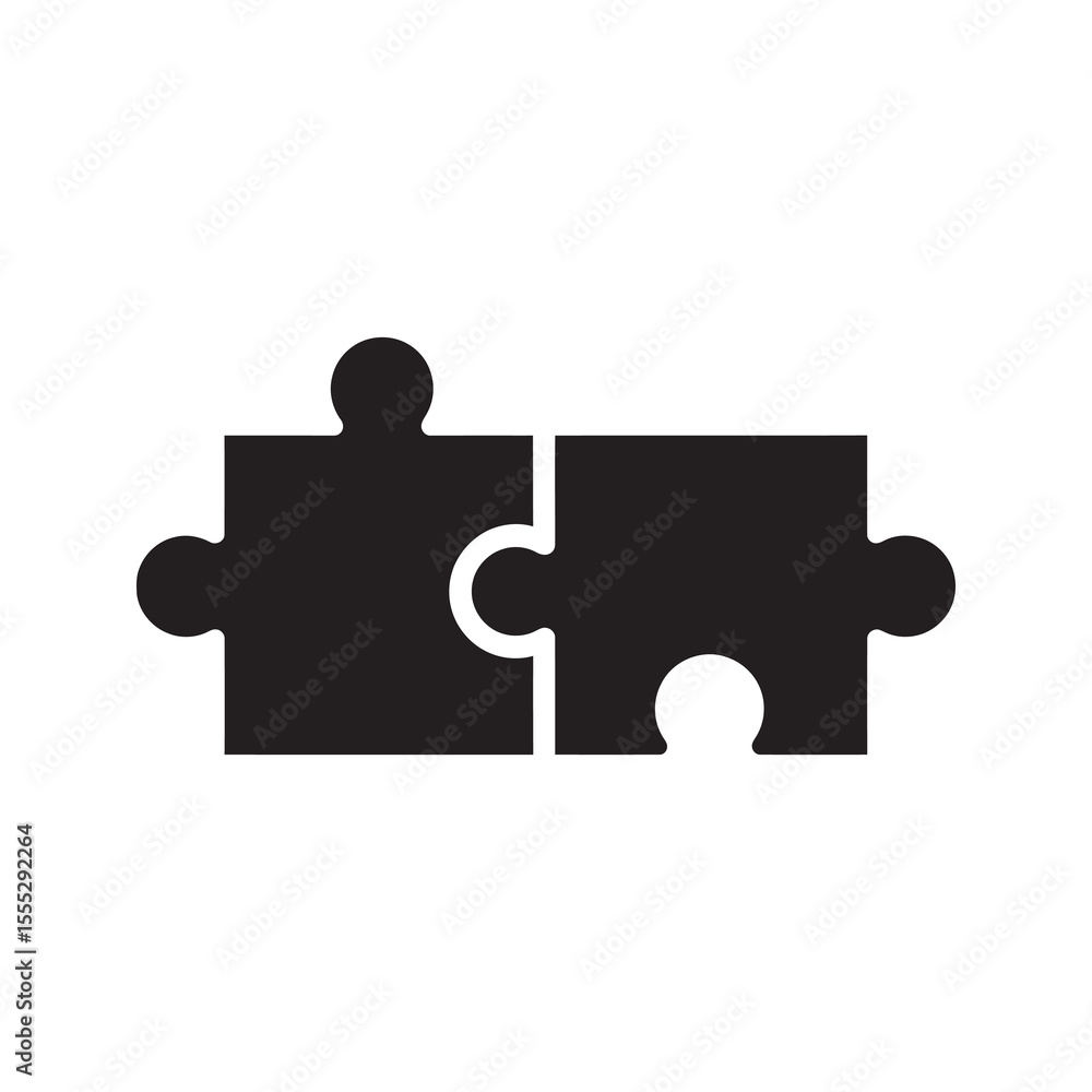 Poster two puzzle pieces connecting icon representing a business solution a teamwork partnership and a succ