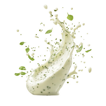 Ranch dressing splash isolated on a white background