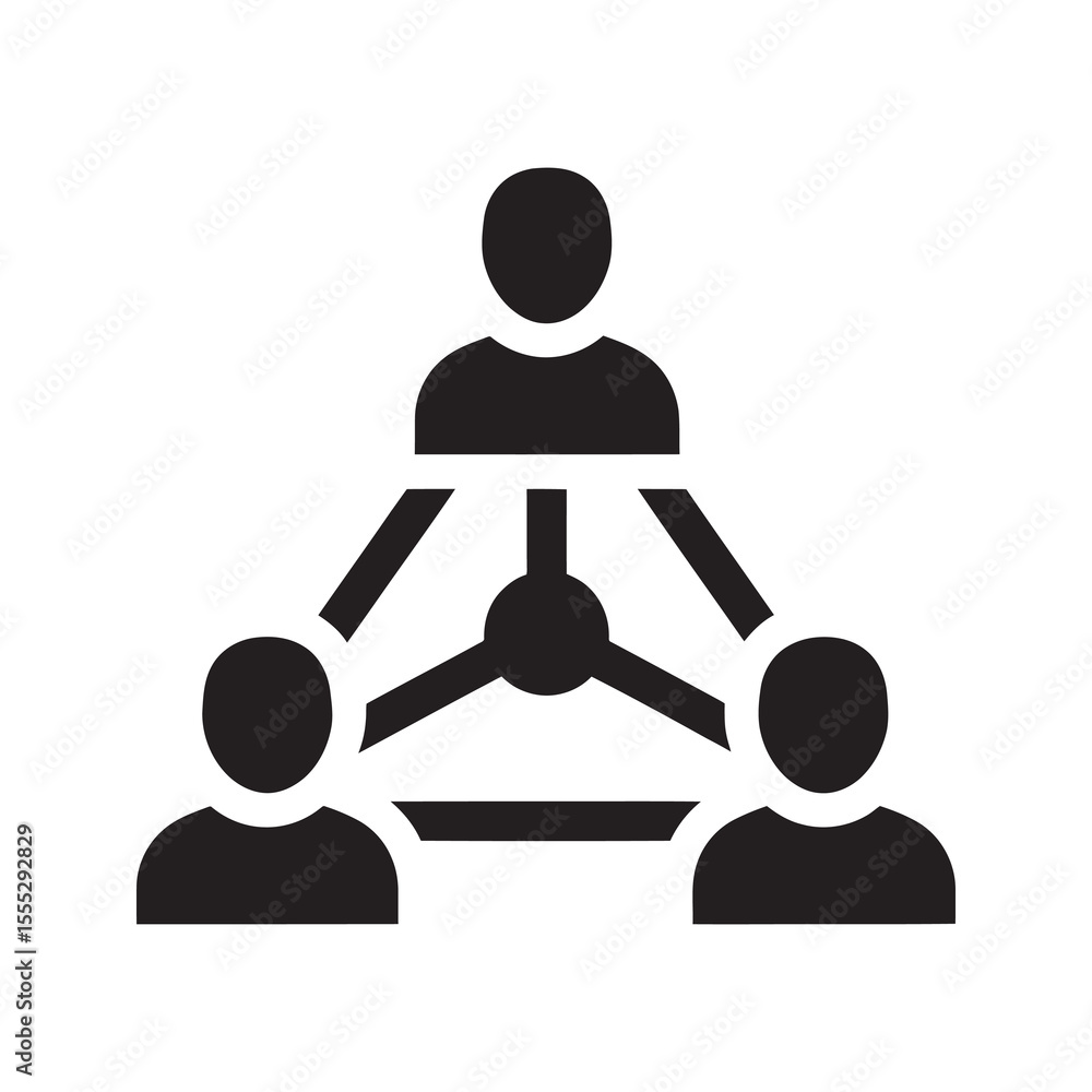 Poster team collaboration icon with people in a network structure representing business communication corpo