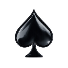 Glossy 3D Black Spade Symbol Isolated on White Background, Ideal for Playing Cards, Gambling Themes, and Graphic Design Projects