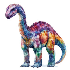 Sauroposeidon, watercolor painting vector, isolated on a white background.