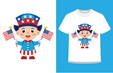 American Eagle T-Shirt Design Bald Eagle with USA Flag Wings Patriotic Vector Art.

