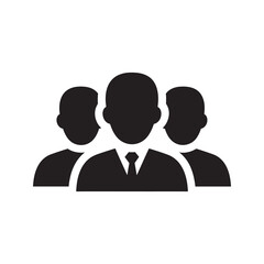 Business team leader icon with a group of professional people in suits representing corporate management staff and company workforce vector solid glyph icon