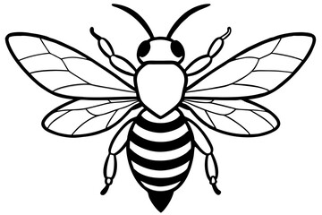Cute cartoon vector illustration of a happy bee, wasp, or other flying insect with wings, smiling in nature