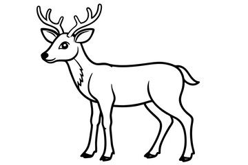 Fototapeta premium A captivating vector illustration depicts a majestic deer silhouette, perfect for projects needing wildlife or Christmas themes, showcasing the mammal's graceful antlers against an isolated backdrop