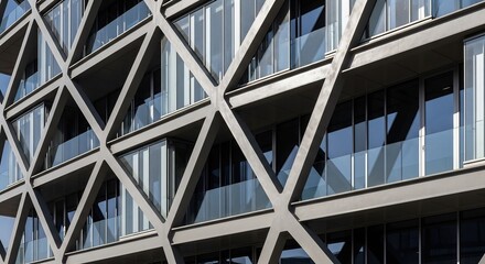 Modern glass office building with reflective windows in the city
