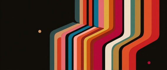 An elegant and minimalistic design in the style of retro style, with thick lines and bold colors  The overall feel should be sleek yet vibrant, capturing the essence of vintage 1970s Generative AI