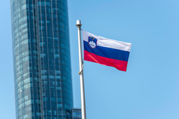 The Slovakian flag at Toronto City Hall's Nathan Phillips Square.

