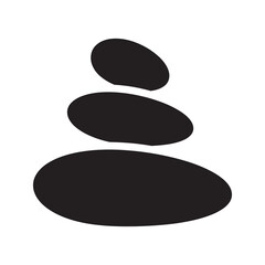 Zen stones icon with a stack of pebbles representing a spa meditation for balance and harmony for a calm relaxation and wellness therapy vector solid glyph icon