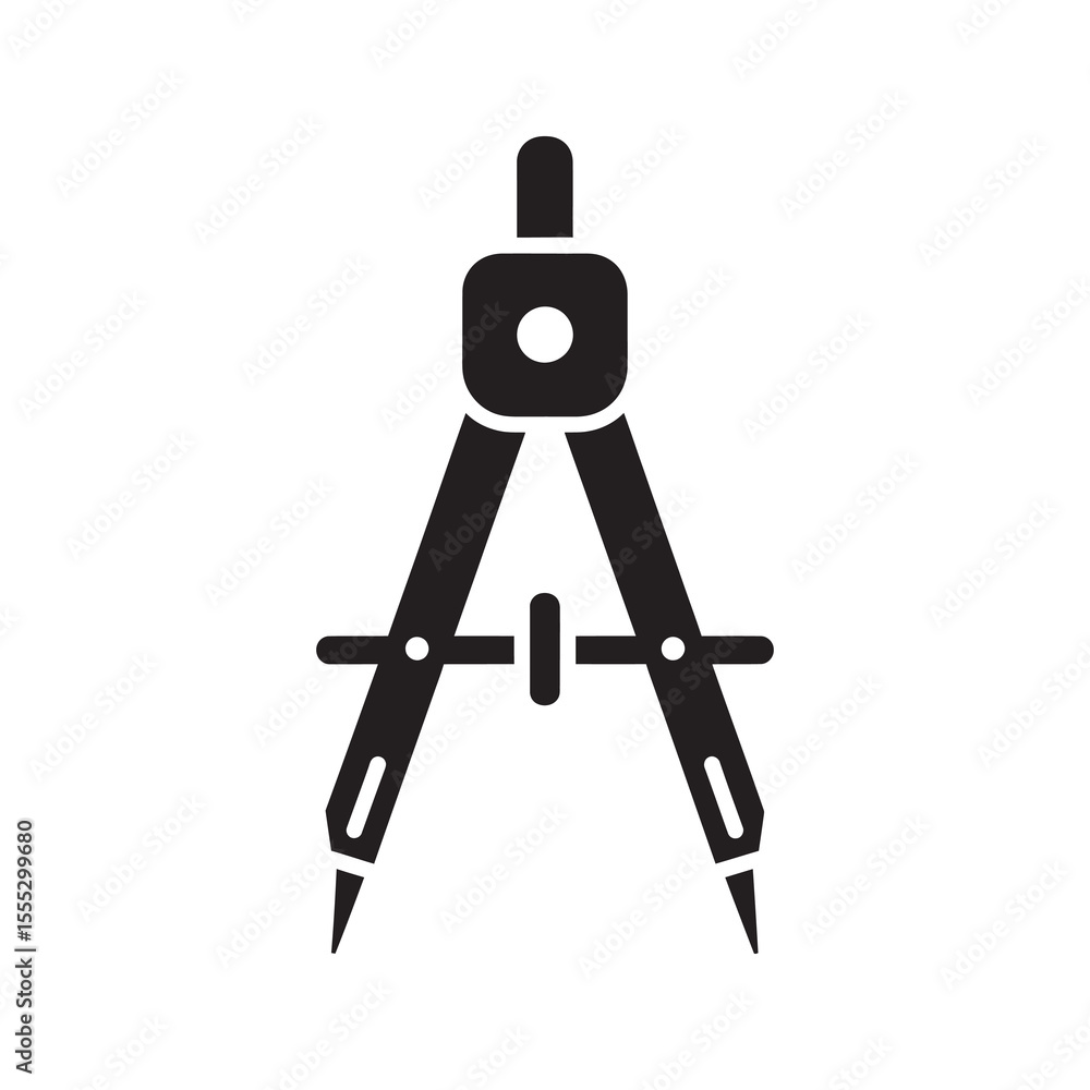 Poster drawing compass icon for geometry mathematics architecture and precision drafting tool for creating 